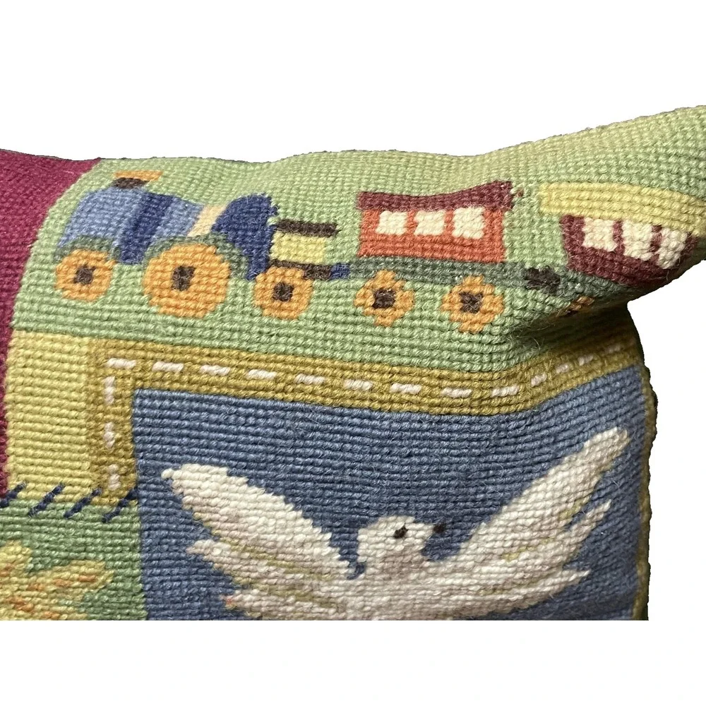 VTG Needlepoint Christmas Pillow Feather Insert 17